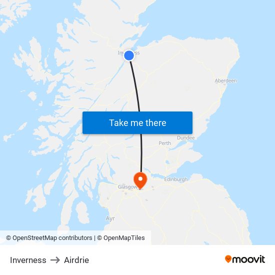 Inverness to Airdrie map