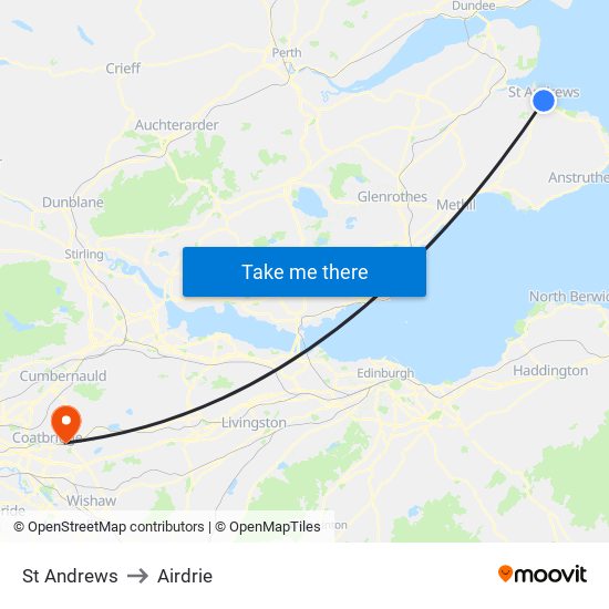 St Andrews to Airdrie map