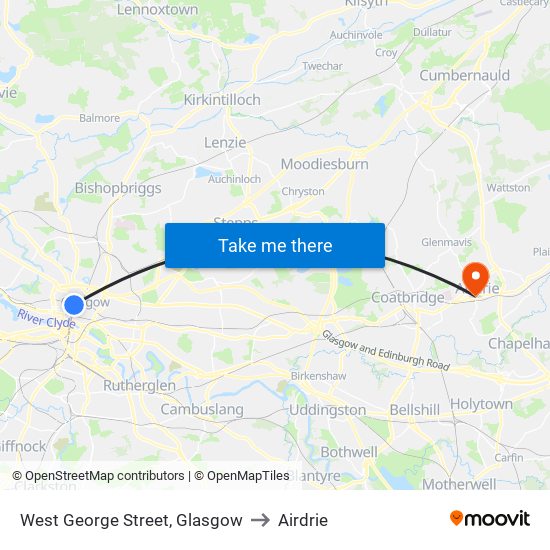 West George Street, Glasgow to Airdrie map
