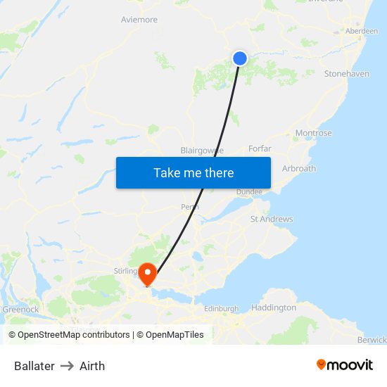 Ballater to Airth map