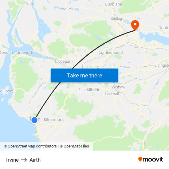 Irvine to Airth map