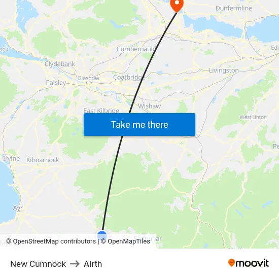 New Cumnock to Airth map
