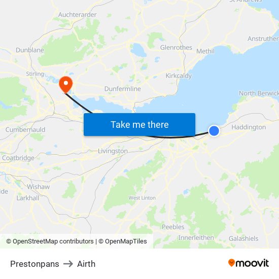 Prestonpans to Airth map
