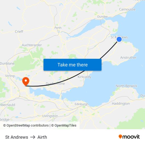 St Andrews to Airth map