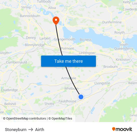 Stoneyburn to Airth map