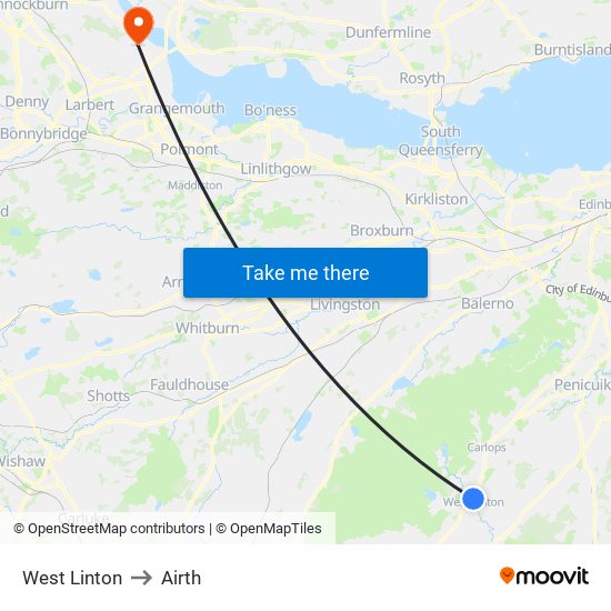 West Linton to Airth map