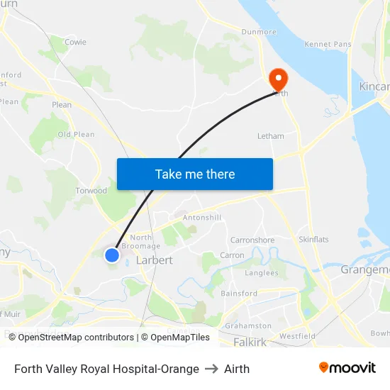 Forth Valley Royal Hospital-Orange to Airth map