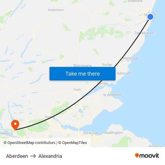 Aberdeen to Alexandria map