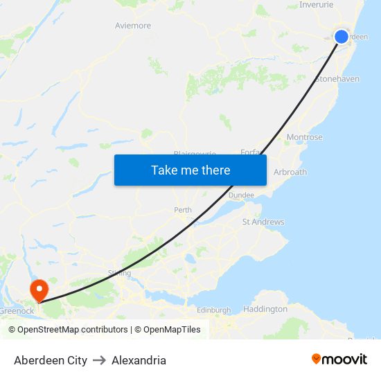 Aberdeen City to Alexandria map