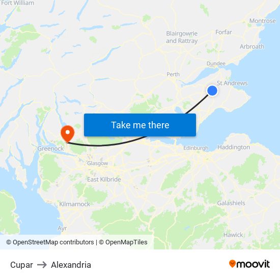 Cupar to Alexandria map