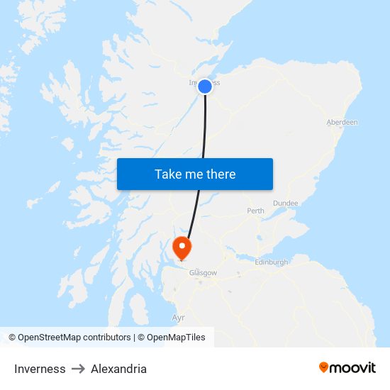 Inverness to Alexandria map