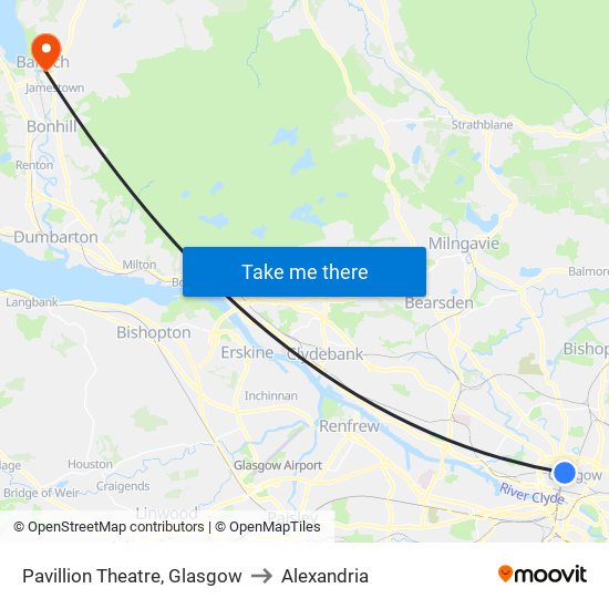 Pavillion Theatre, Glasgow to Alexandria map