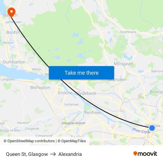 Queen St, Glasgow to Alexandria map