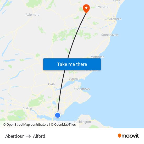 Aberdour to Alford map