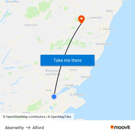 Abernethy to Alford map