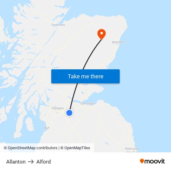 Allanton to Alford map