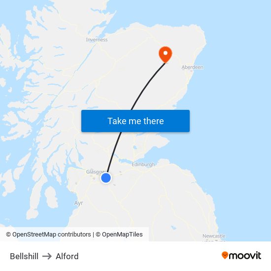 Bellshill to Alford map