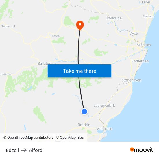 Edzell to Alford map