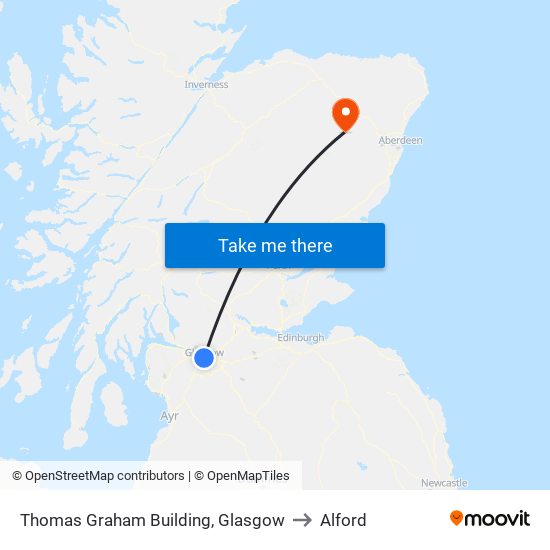 Thomas Graham Building, Glasgow to Alford map