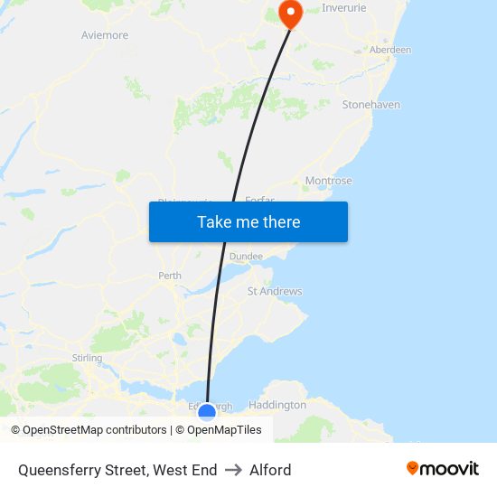 Queensferry Street, West End to Alford map