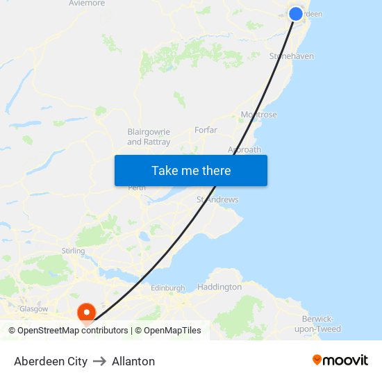 Aberdeen City to Allanton map