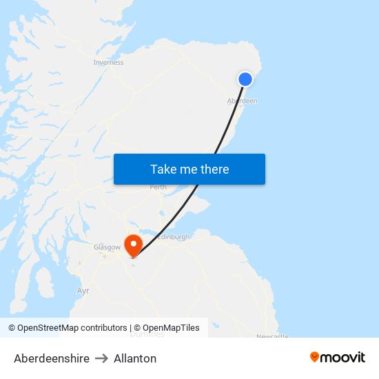 Aberdeenshire to Allanton map