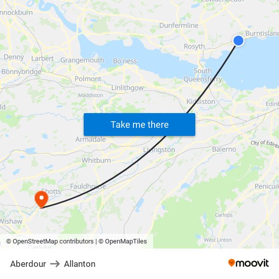 Aberdour to Allanton map