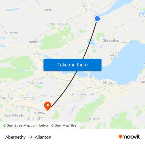 Abernethy to Allanton map