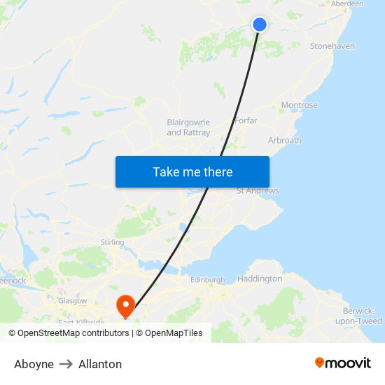 Aboyne to Allanton map