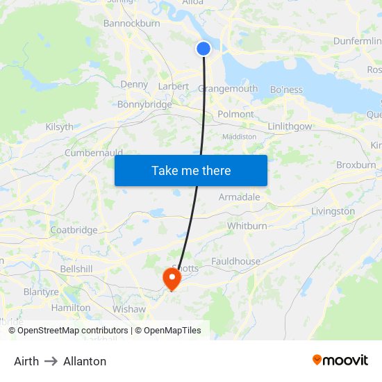 Airth to Allanton map