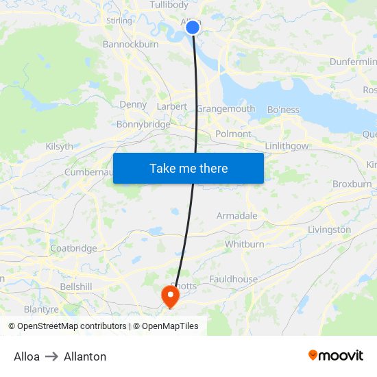 Alloa to Allanton map
