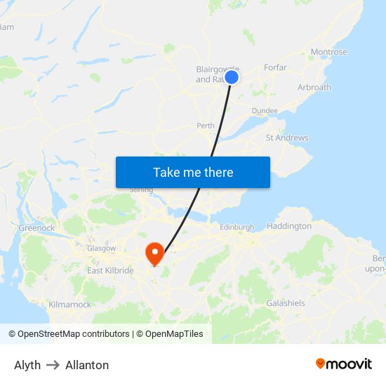 Alyth to Allanton map