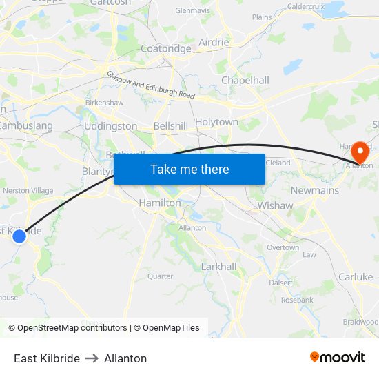 East Kilbride to Allanton map