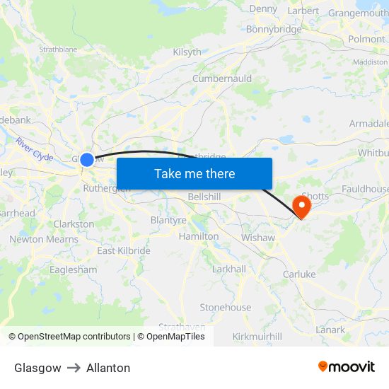 Glasgow to Allanton map