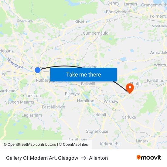 Gallery Of Modern Art, Glasgow to Allanton map