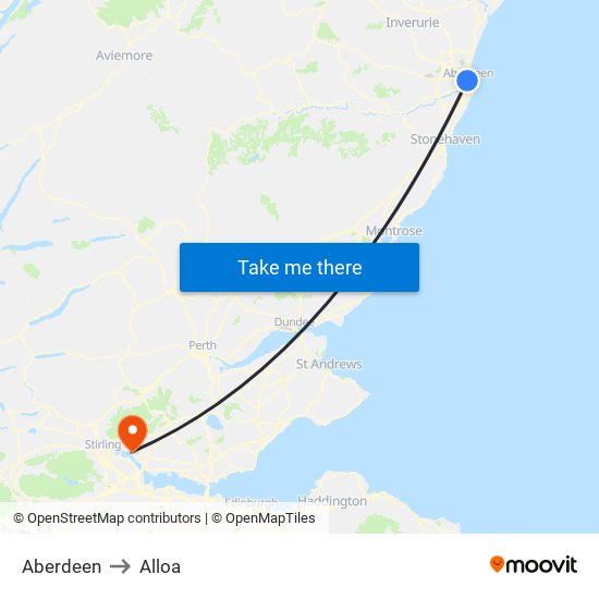 Aberdeen to Alloa map