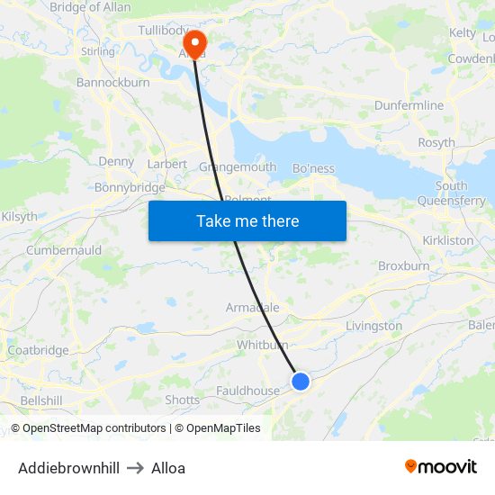 Addiebrownhill to Alloa map