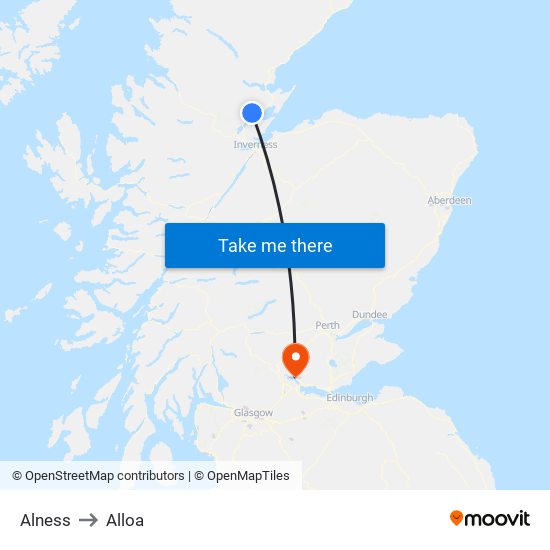 Alness to Alloa map