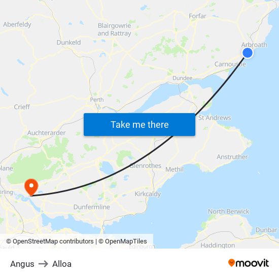 Angus to Alloa map