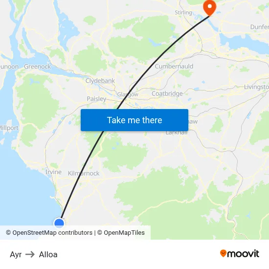 Ayr to Alloa map