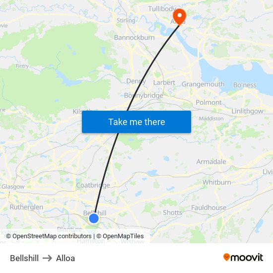 Bellshill to Alloa map