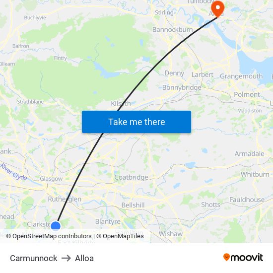 Carmunnock to Alloa map
