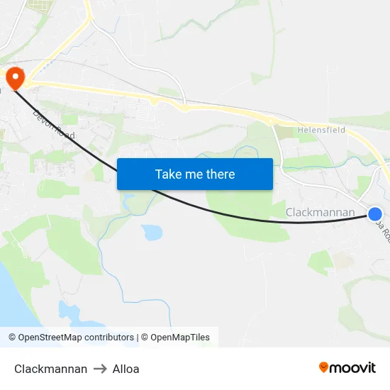 Clackmannan to Alloa map