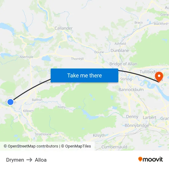 Drymen to Alloa map