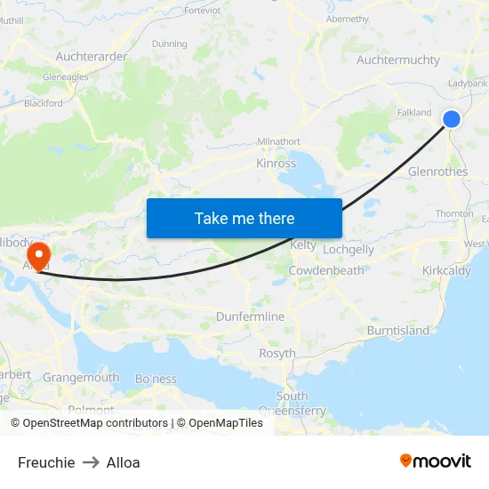 Freuchie to Alloa map