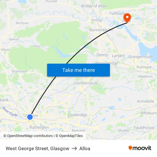 West George Street, Glasgow to Alloa map