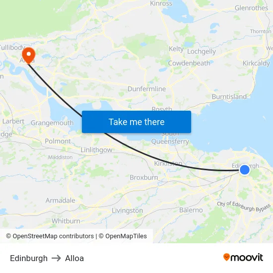 Edinburgh to Alloa map