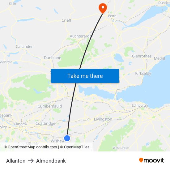 Allanton to Almondbank map