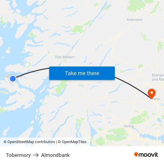 Tobermory to Almondbank map