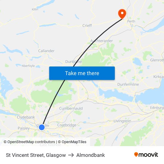 St Vincent Street, Glasgow to Almondbank map